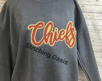 Sudadera con apliques dobles de KC Chief, KC, Kansas, Swiftie, Taylor Swift, Kansas City, Chiefs, Travis Kelce, purpurina, regalo para niña, Navidad
