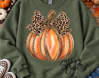 Pumpkin Bow, Preppy Leopard Pumpkin, Retro Leopard Fall Distressed Coquette Bow, Pumpkin Spice, Brushstroke, Fall Pumpkin, Thanksgiving
