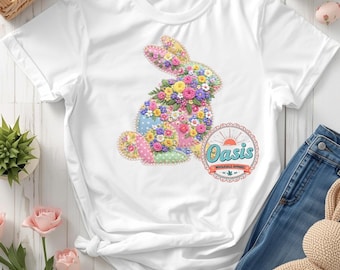 Easter Tee, Floral Bunny, Spring Tee