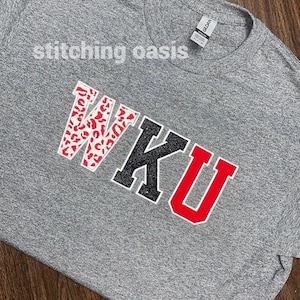 WKU Applique Shirt, WKU, Western Kentucky, College Shirt, College Gift, Girl Gift, Grad Shirt, Grad Gift, Western, Hilltoppers, Sports shirt