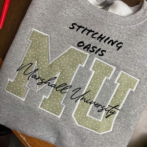 MU Marshall Applique Sweatshirt, Marshall, MU, Herd, West Virginia, College Shirt, College Gift, Grad Gift, Grad Shirt, Women's Gift