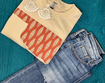 Oklahoma Applique Shirt, Applique, Christmas gift, birthday gift, Boho, Vintage, Boutique, women, girl, Oklahoma, womens gift, mothers day