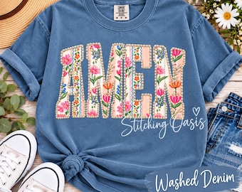 Amen Floral Pearl Comfort Color Tee, Christian, Vintage Faith Shirt, Flower Lettering, Religious Shirt, Church Group Shirts, Faith Based