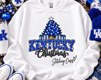 Kentucky Christmas Sweatshirt, Christmas, Christmas Tree, Bluegrass, Women's Gift, Blue Christmas