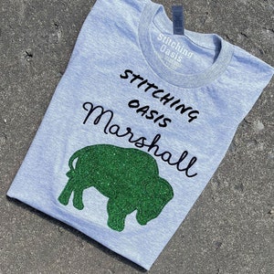 Marshall University Buffalo Glitter Applique Tee, Marshall Thundering Herd, College Shirt, College Gift, Girl Gift, Grad Gift, Grad Shirt