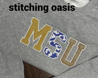 MSU Morehead State University Applique Sweatshirt, MSU, MSU Eagles, College Shirt, College Gift, Grad Gift, Grad Shirt, Morehead, ky