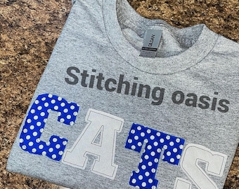 CATS Multi-Fabric Applique Tee, Handmade, KY, Wildcats, Kentucky Tee, Women's Gift, Girl Gift, Birthday Gift, Sports, College Tee