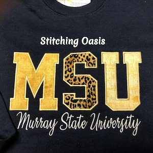 MSU Applique Sweatshirt, Murray State University Sweatshirt, College Gift, Womens Gift, MSU Sweatshirt, Murray State Racers, Racers