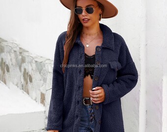 navy blue fuzzy jacket