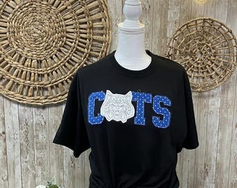 Applique CATS tee, KY, UK, Kentucky, Vintage, Women's gift, Birthday Gift, Christmas Gift, Mother's day gift, college gift, grad gift