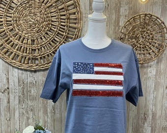 USA Applique Tee, Birthday, Embroidery, USA, Christmas Gift, Memorial Day, 4th of July, vintage, quilted, boutique, girl, military mom, RWB