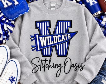 Kentucky Letter Gameday Retro Striped Varsity W, Pennant Flag, Collegiate Varsity Sport Shirt