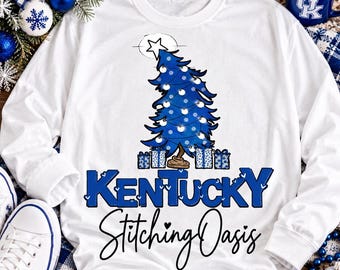 Kentucky Christmas Sweatshirt, Christmas, Christmas Tree, Bluegrass,  Women Gift, Blue Christmas