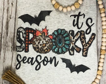 It's Spooky Season Sublimation Baseball Tee, Spooky, Spooky Season, Halloween, Fall, Bats, Pumpkins, Girl Gift, October, Women's Gift