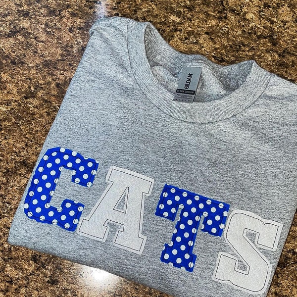 CATS Multi-Fabric Applique Tee, UK Wildcats, KY Wildcats, ky, Wildcats, Kentucky, Women's Gift, Girl Gift, Birthday Gift, Sports