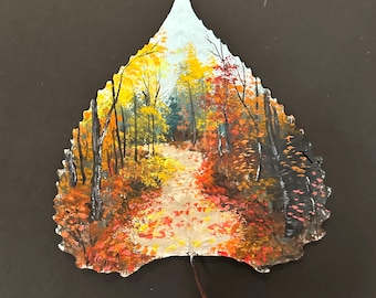 秋の小道 本物の葉