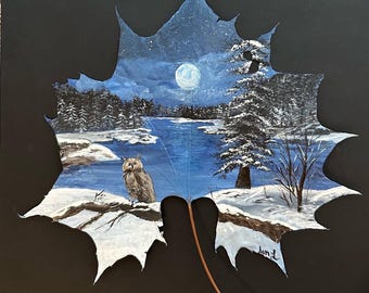 Winter’s Moon Real painted leaf