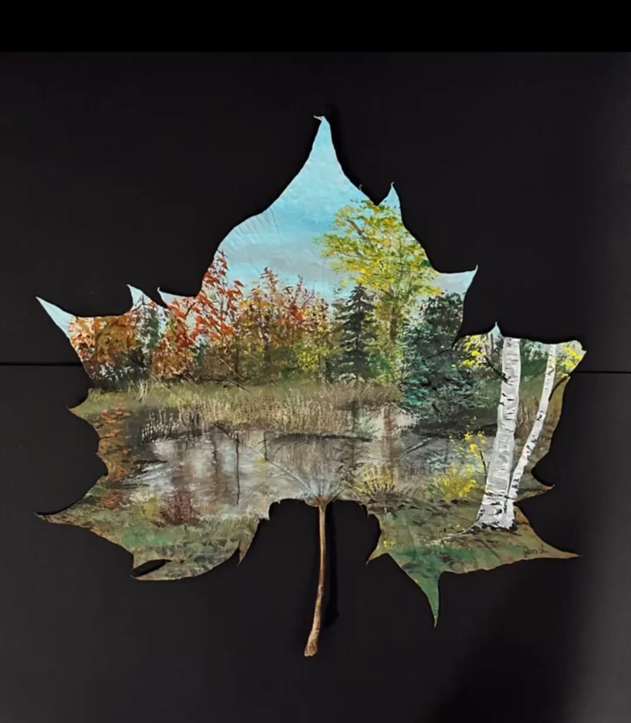 Real painted leaf “Octobers Putting on a Show”