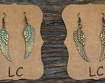 Large metal wing earrings