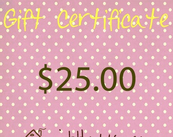 Gift Certificate|Mother's Day|Gifts|Birthday|Christmas