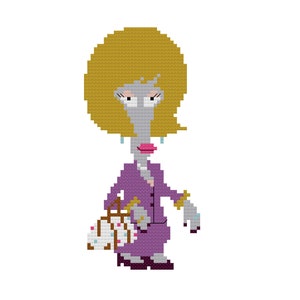 Roger the Alien as Jeannie Gold, PDF Cross Stitch Pattern, American Dad Instant Download, alien fan art, Roger Smith 4x6 Pattern