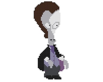 Roger the Alien as The Phantom of the Telethon, PDF Cross Stitch Pattern, American Dad Instant Download, fan art, Roger Smith 4x6 Pattern