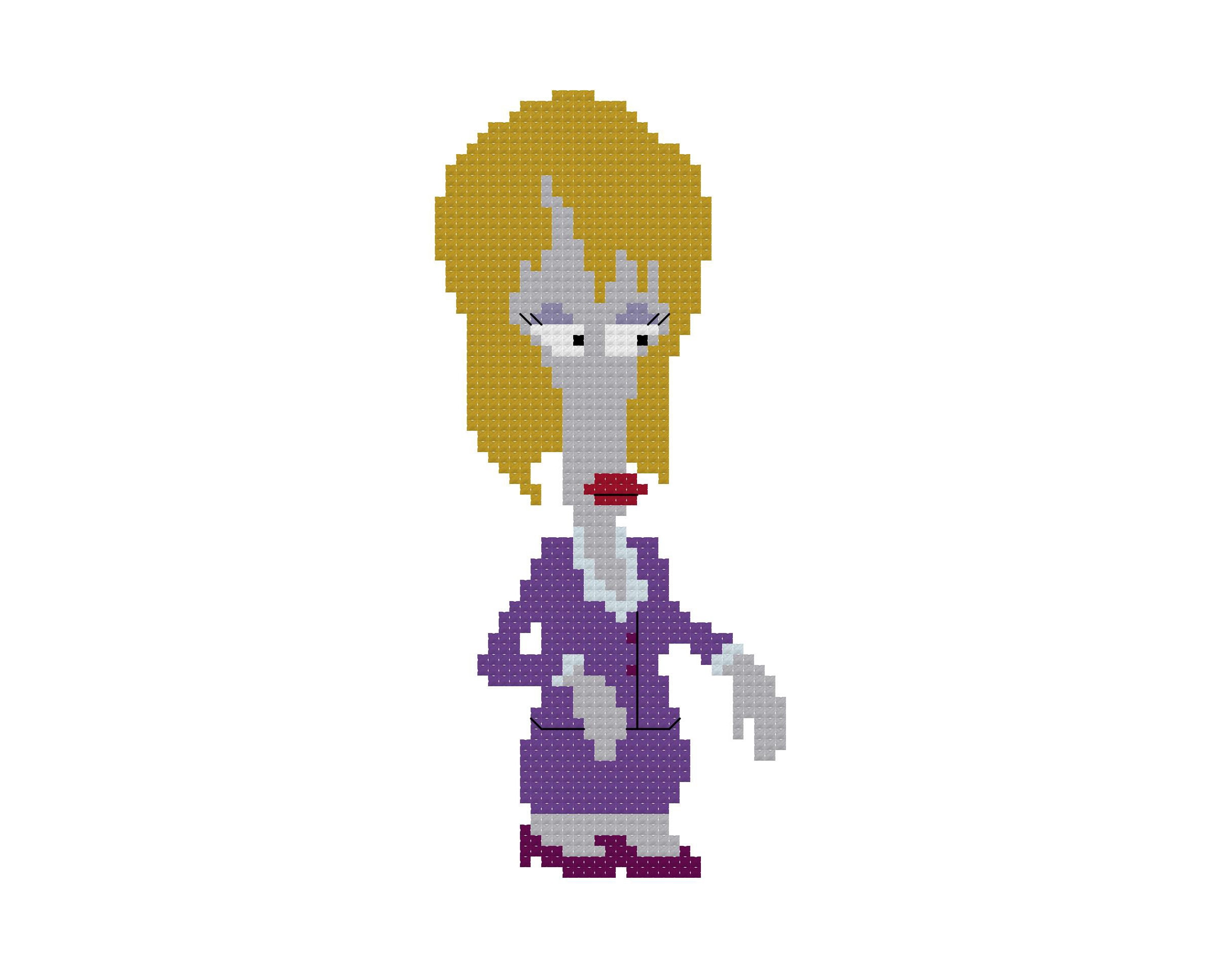Roger the Alien as Genevieve Vavance PDF Cross Stitch Pattern