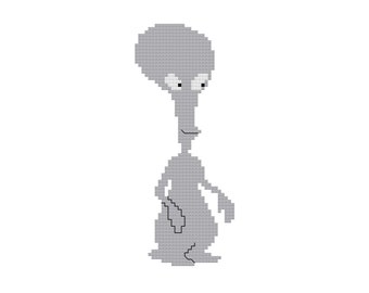 Roger the Alien PDF Cross Stitch Pattern, American Dad Character Instant Download File, Classic Roger Smith PDF Pattern