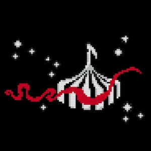 Circus Tent Cross Stitch Pattern, Night Circus Inspired PDF Pattern, Reveurs Digital Download, The Circus of Dreams Fan Art, Black and White