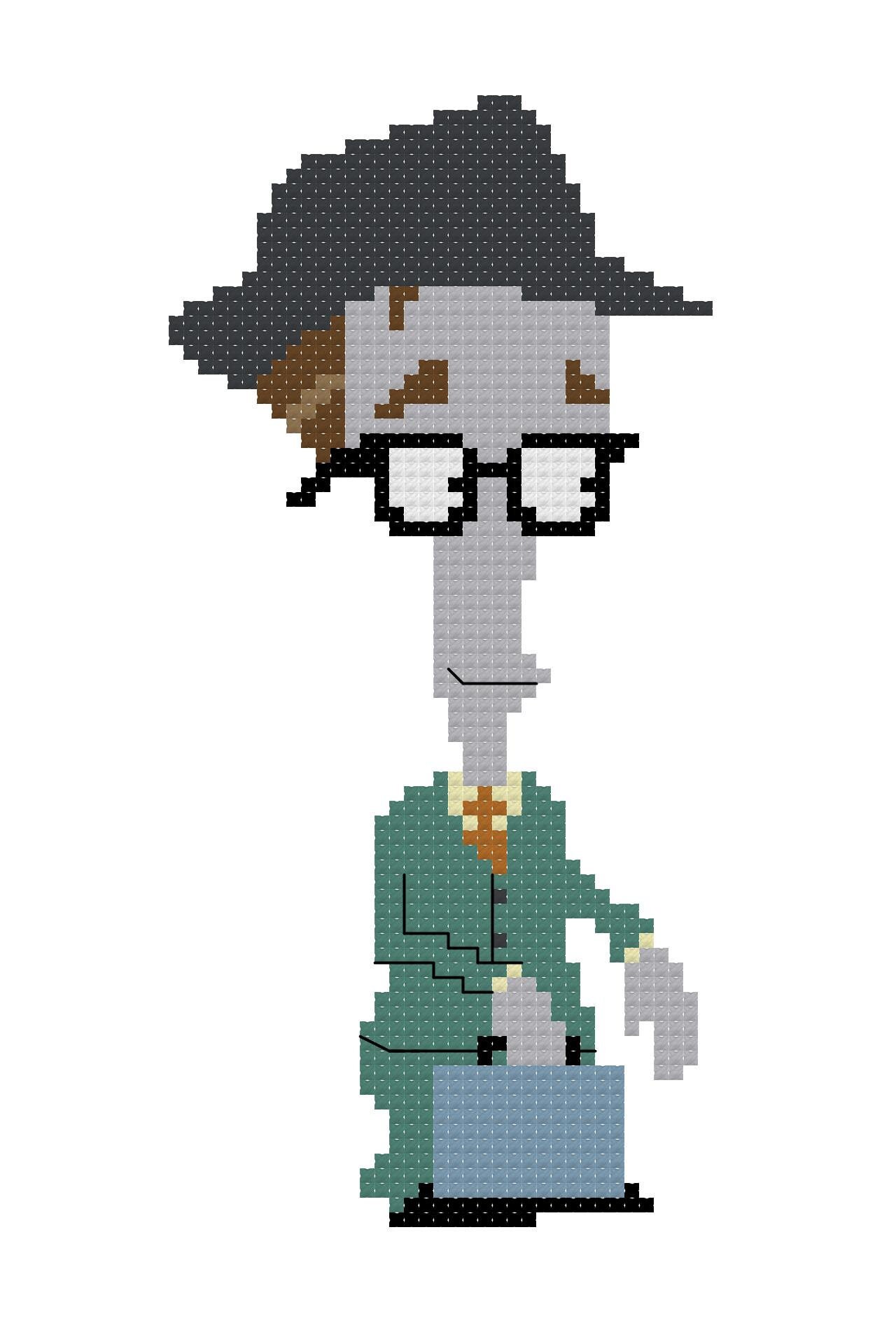 Roger the Alien as Sidney Huffman PDF Cross Stitch Pattern