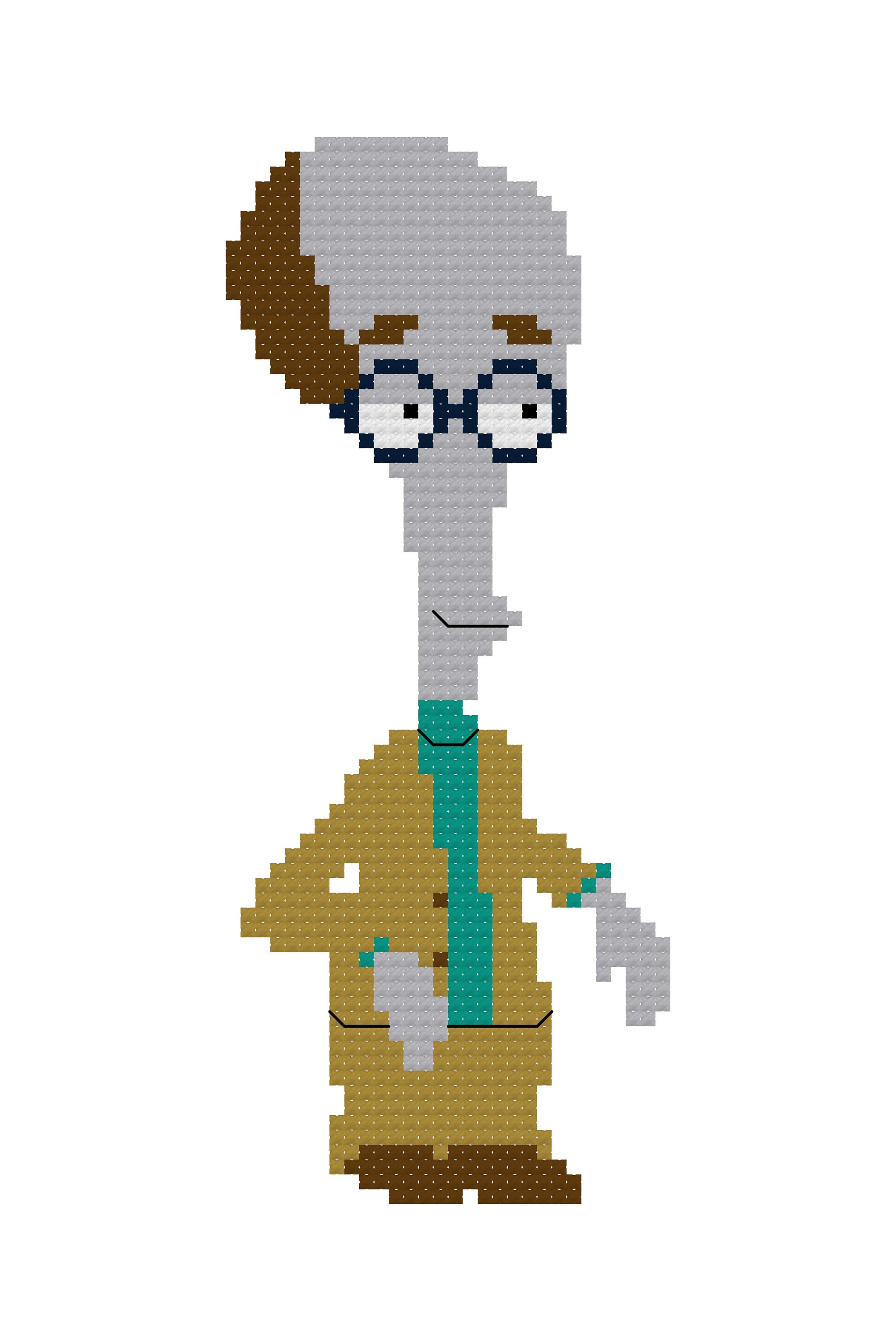 Roger the Alien as Doctor Penguin PDF Cross Stitch Pattern