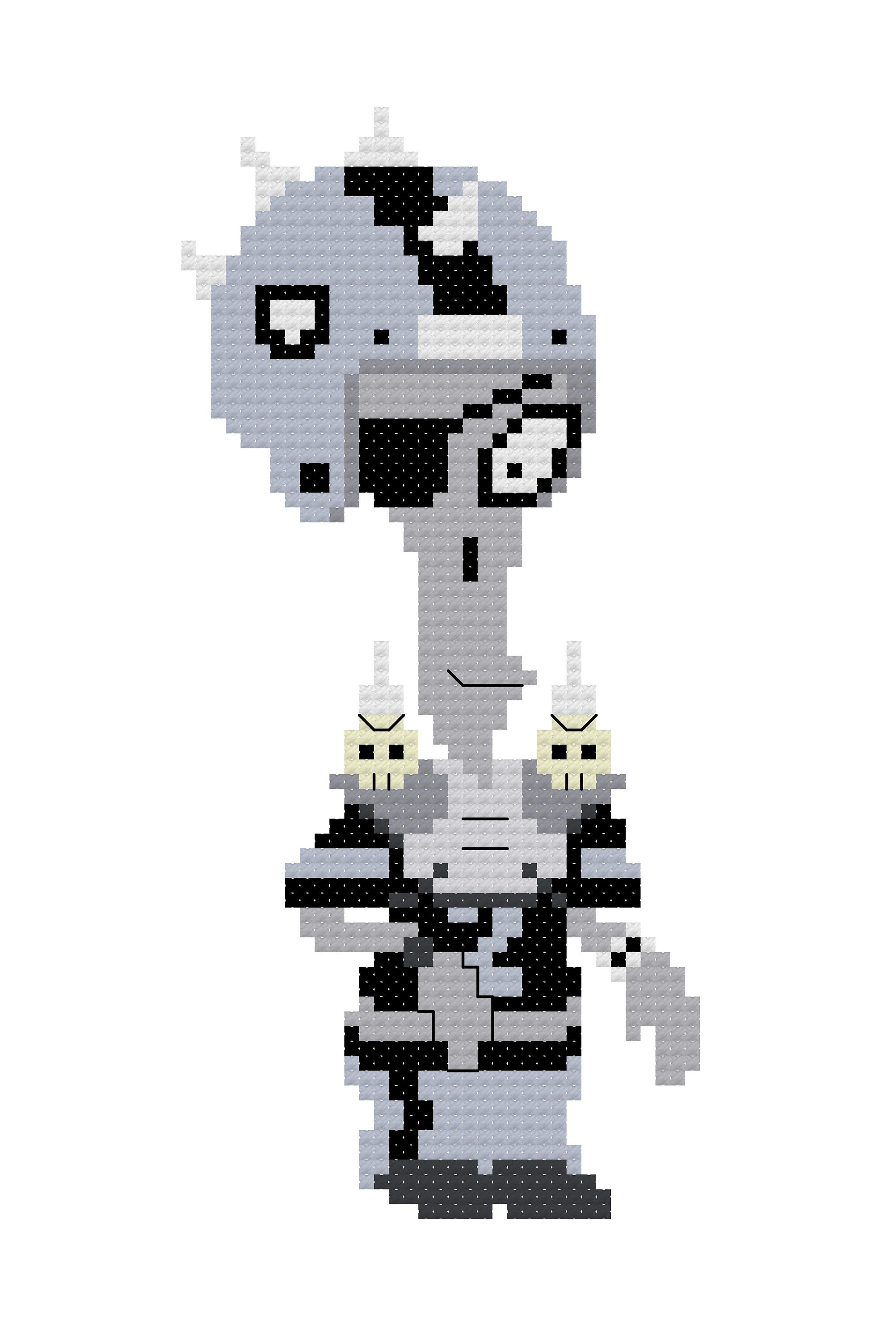 Roger the Alien as Raider Dave, PDF Cross Stitch Pattern, American