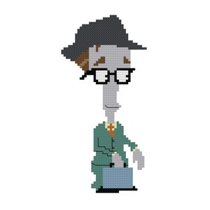 Roger the Alien as Sidney Huffman PDF Cross Stitch Pattern, American Dad Fan Art Instant Download, Pennsylvania 6-5000, Roger Smith Pattern