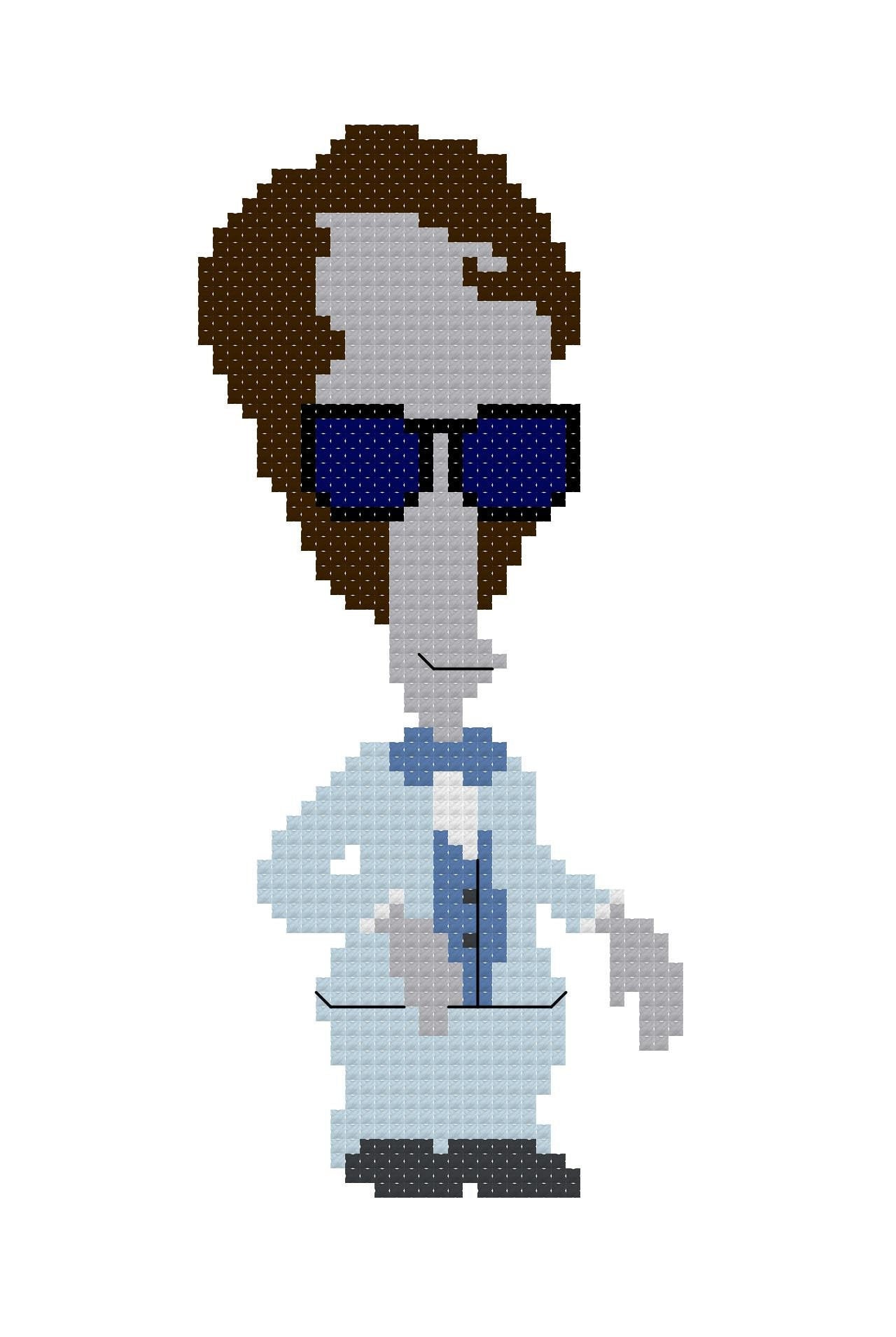 Roger the Alien as Roger's Roast PDF Cross Stitch Pattern