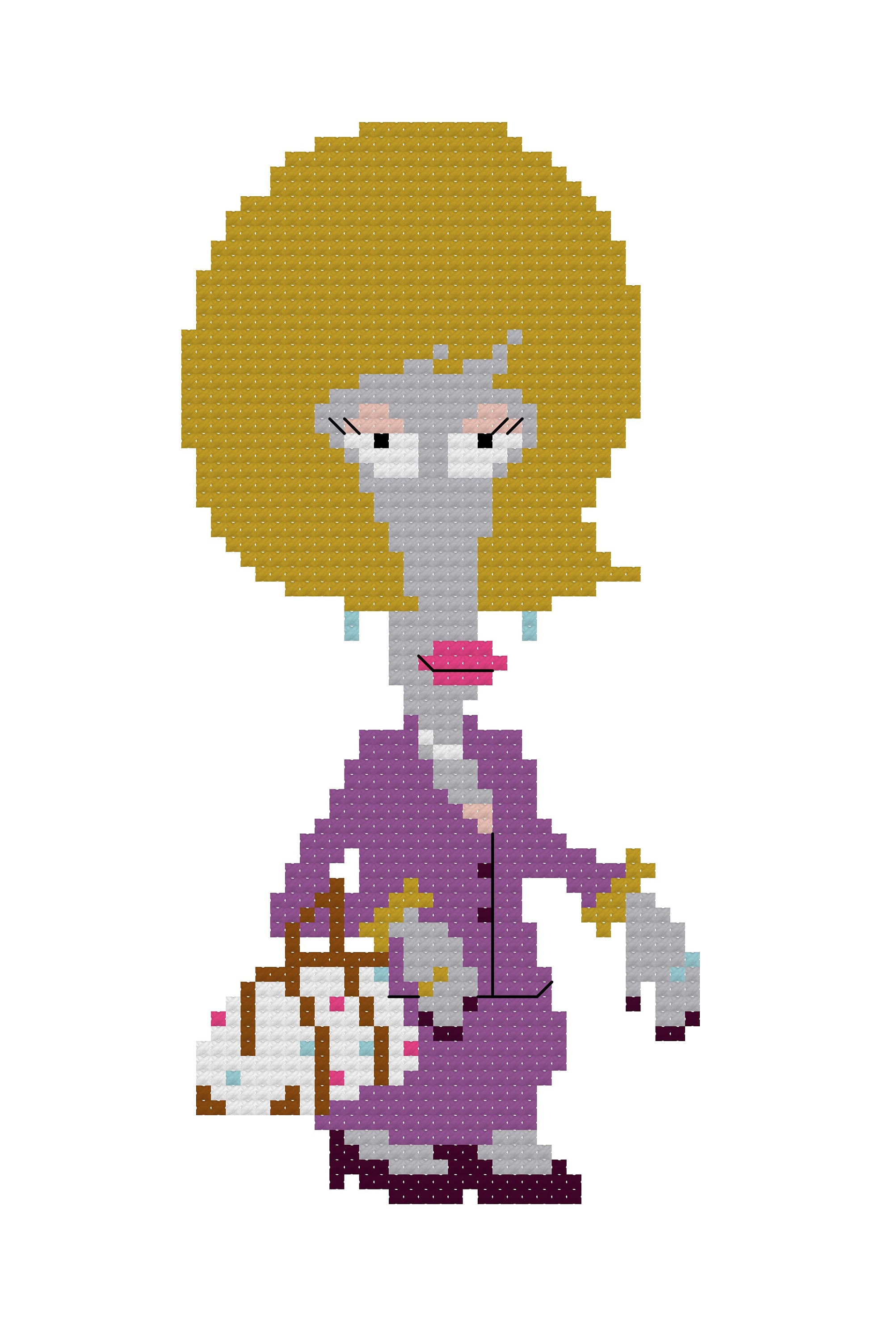 Roger the Alien as Jeannie Gold, PDF Cross Stitch Pattern