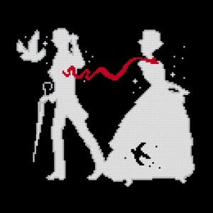 Period Magicians Cross Stitch Pattern, Night Circus Inspired PDF Pattern, Marco and Celia, Circus Fan Art, Reveurs Digital Download
