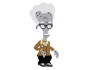 Roger the Alien as Max Jets, PDF Cross Stitch Pattern, American Dad Instant Download, alien fan art, Roger Smith 4x6 Pattern