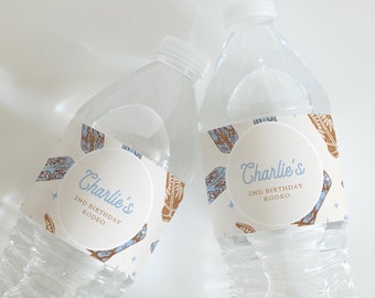 Etichette per bottiglie d'acqua da cowboy, compleanno occidentale blu, etichette per bottiglie d'acqua occidentali, etichette per bottiglie d'acqua per stivali da cowboy, decorazioni per feste occidentali