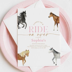 Horse Birthday Party Invitation, Simple Horse Birthday Invitation, Pony Rides Invitation, Pony Birthday Invitation, Text Horse Invitation