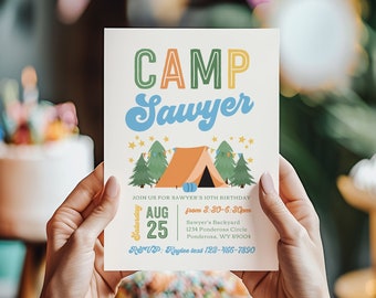 Boy's Camping Birthday Invitation, Campout Birthday Invitation, Boy's Camping Invitation, Digital Camping Invitation, Backyard Camping Party
