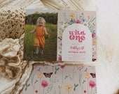 Photo Wildflower Birthday Invitation, Wild One Wildflower Invite, Text Wildflower Invitation, Wildflower Party Invitation, Wildflower Invite