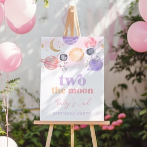 Two the Moon Party Welcome Sign, Girl&#39;s Two the Moon Welcome Sign, Digital Space Welcome Sign, Girl&#39;s Two the Moon Party, Two the Moon Party