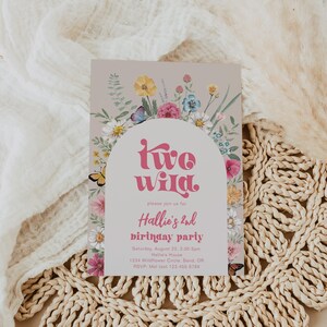 Two Wild Wildflower Birthday Invitation, Digital Wildflower Invitation, Spring Wildflower Invitation, Summer Wildflower Invitation, Two Wild