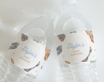 Cowboy Baby Shower Water Bottle Labels, Blue Western Baby Shower Water Labels, Western Water Bottle Labels, Cowboy Baby Shower, Cowboy Water
