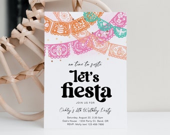 Girly Fiesta Birthday Invitation, Girl's Fiesta Party Invitation, Digital Fiesta Invitation, Girl Digital Fiesta, Fiesta Invitation