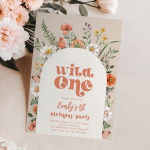 Wildflower Birthday Party Invitation, Girl&#39;s Wildflower Invitation, Digital Wildflower Birthday Invitation, Watercolor Wildflower Invitation