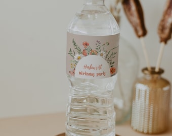 Wildflower Party Water Bottle Labels, Wildflower Water Bottle Labels, Editable Wildflower Party, Printable Wildflower Water Labels