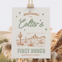 My First Rodeo Welcome Sign Editable Cowboy Birthdaywelcome Poster Wild ...