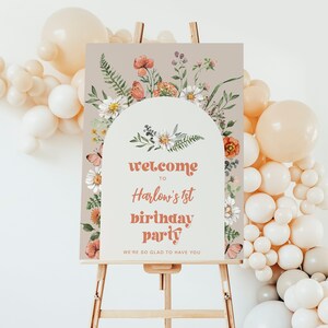Wildflower Birthday Party Welcome Sign, Wildflower Party Sign, Wildflower Welcome Sign, Digital Wildflower Welcome Sign, Wildflower Party image 4