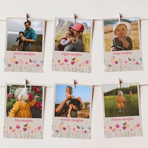 Wildflower First Year Banner, Wildflower Photo Bunting Banner, Wildflower Monthly Banner, Watercolor Wildflower Banner, Wildflower Bundle